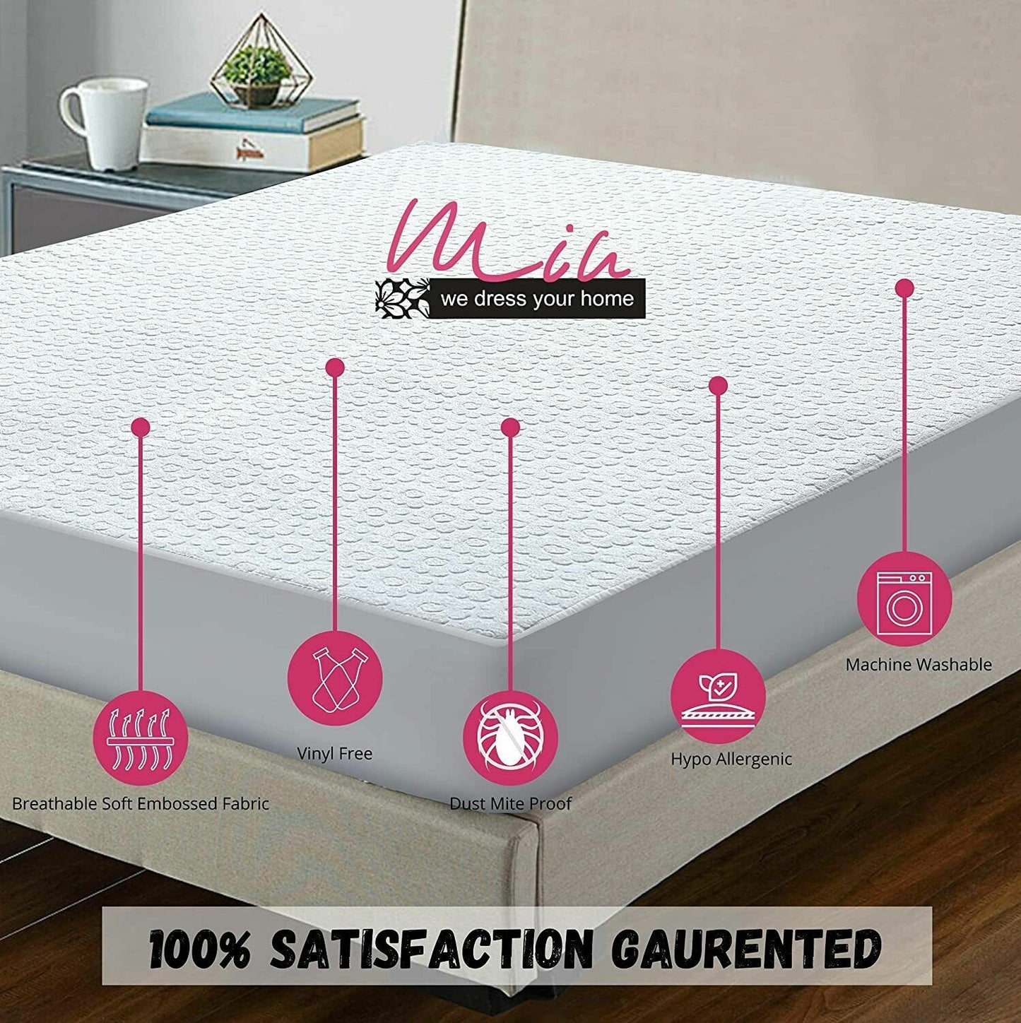 Waterproof Non Noisy Mattress Protector Fitted Sheet Single Double King Size Bed