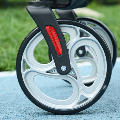 4 Wheel Rollator with Seat Adjustable Mobility Walker with Bag Dual Brakes