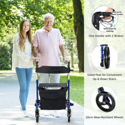 2 in 1 Walker Aluminium Mobility Walking Aid with Seat Adjustable