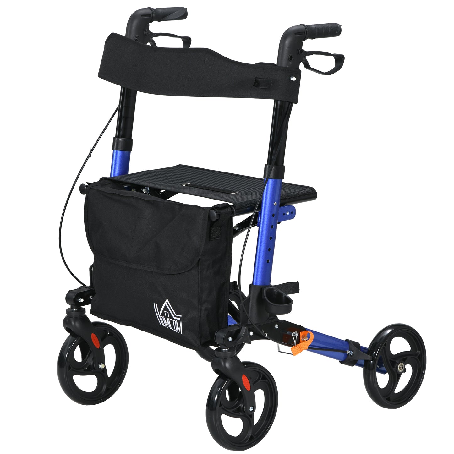 Adjustable 4 Wheel Rollator W/ Seat Bag Folding Mobility Walker