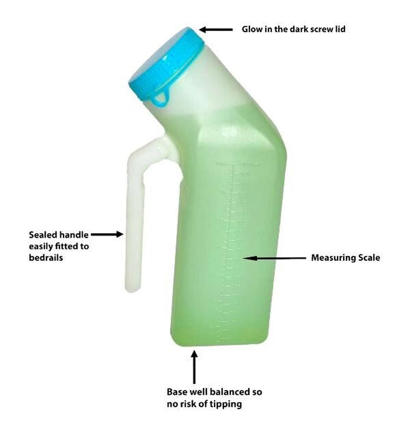 2PCS Male Urinal Portable Incontinence Bottle for Men Travel W/ Night Light - UK