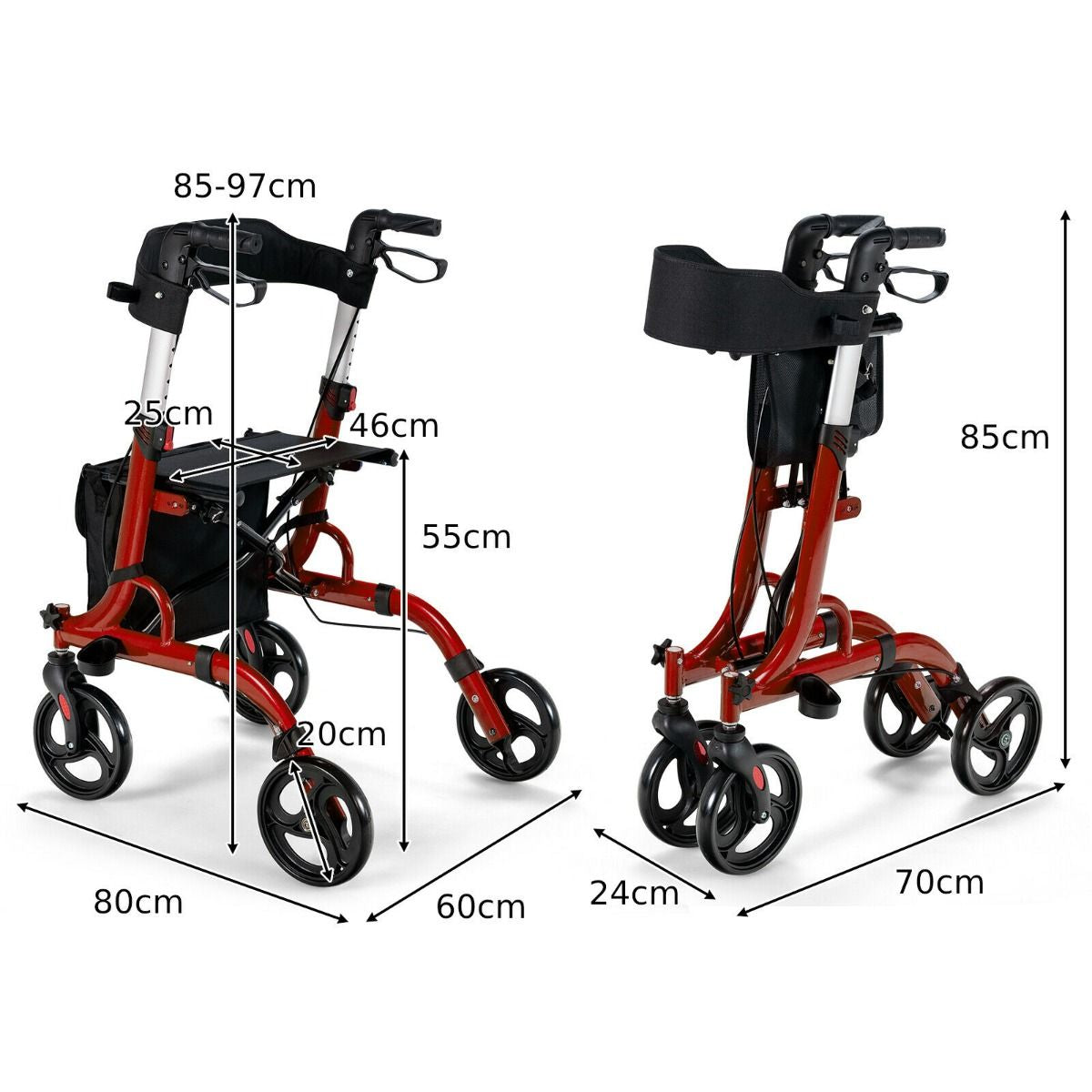 2 in 1 Walker Aluminium Mobility Walking Aid with Seat Adjustable