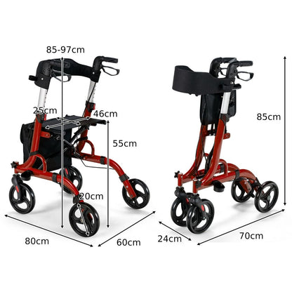 2 in 1 Walker Aluminium Mobility Walking Aid with Seat Adjustable