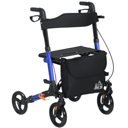 Adjustable 4 Wheel Rollator W/ Seat Bag Folding Mobility Walker