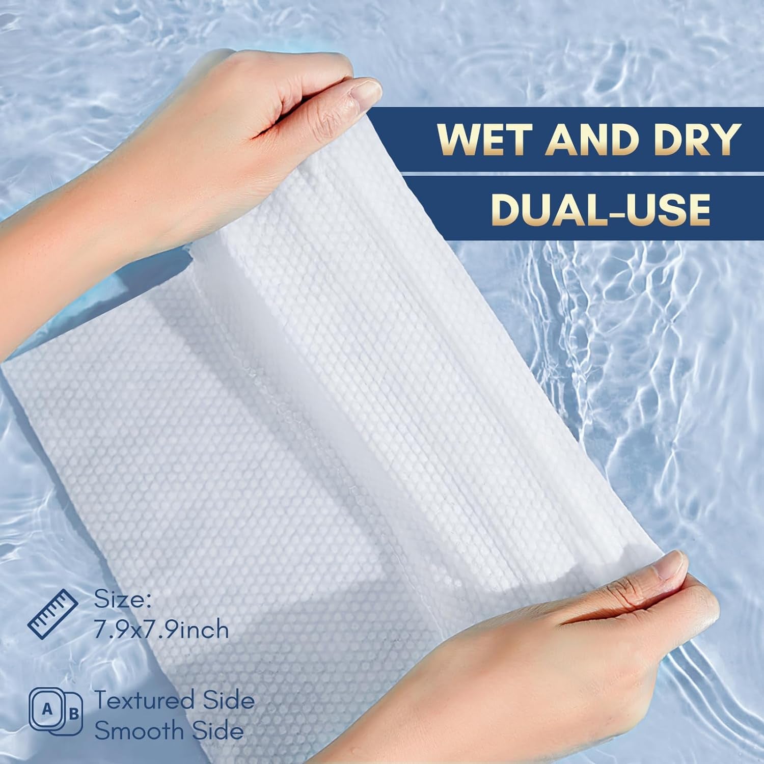 Cotton Face Tissue, Ultra Soft Dry Wipes Disposable, Cosmetic Facial Cleansing Towel for Makeup Removing, Baby Care, Surface Cleaning (300 Count)