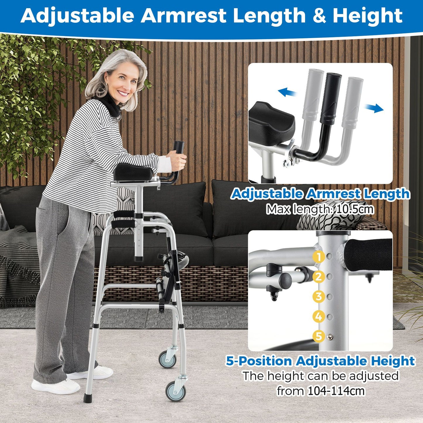 Versatile Rolling Walker with Padded Seat and 2 Premium Wheels