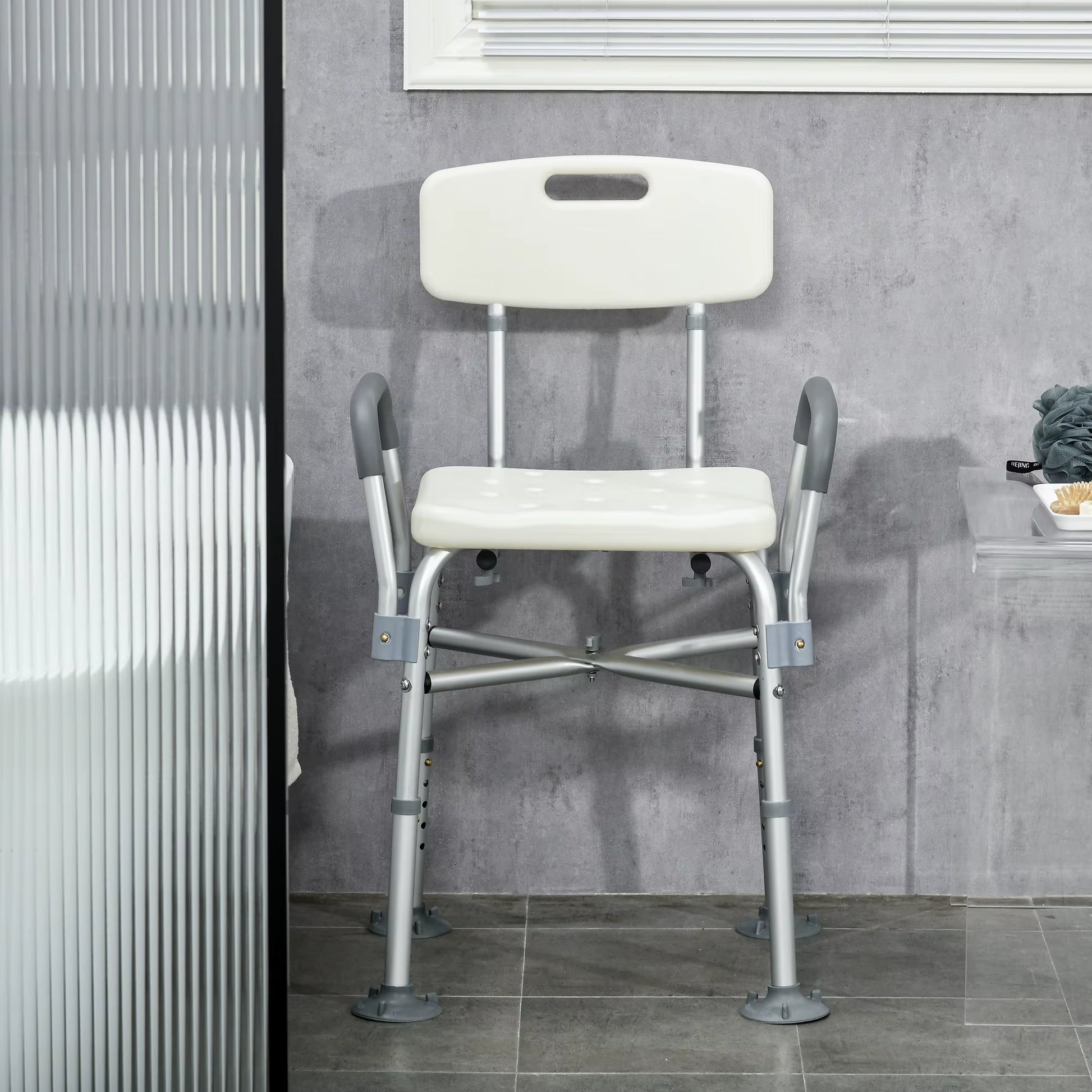 Aluminium Shower Chair Adjustable Bath Stool for Senior Disabled Pregnant