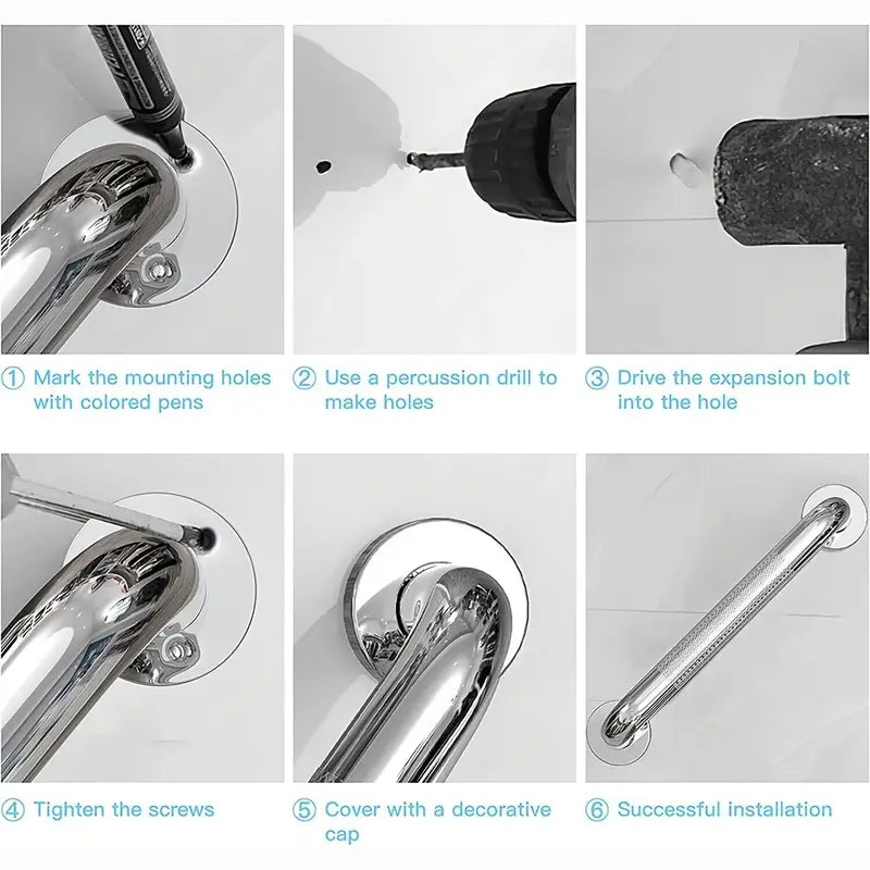 Grab Rail Stainless Steel Anti Slip 29.9cm 11.77cm 2pcs