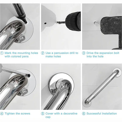 Grab Rail Stainless Steel Anti Slip 29.9cm 11.77cm 2pcs