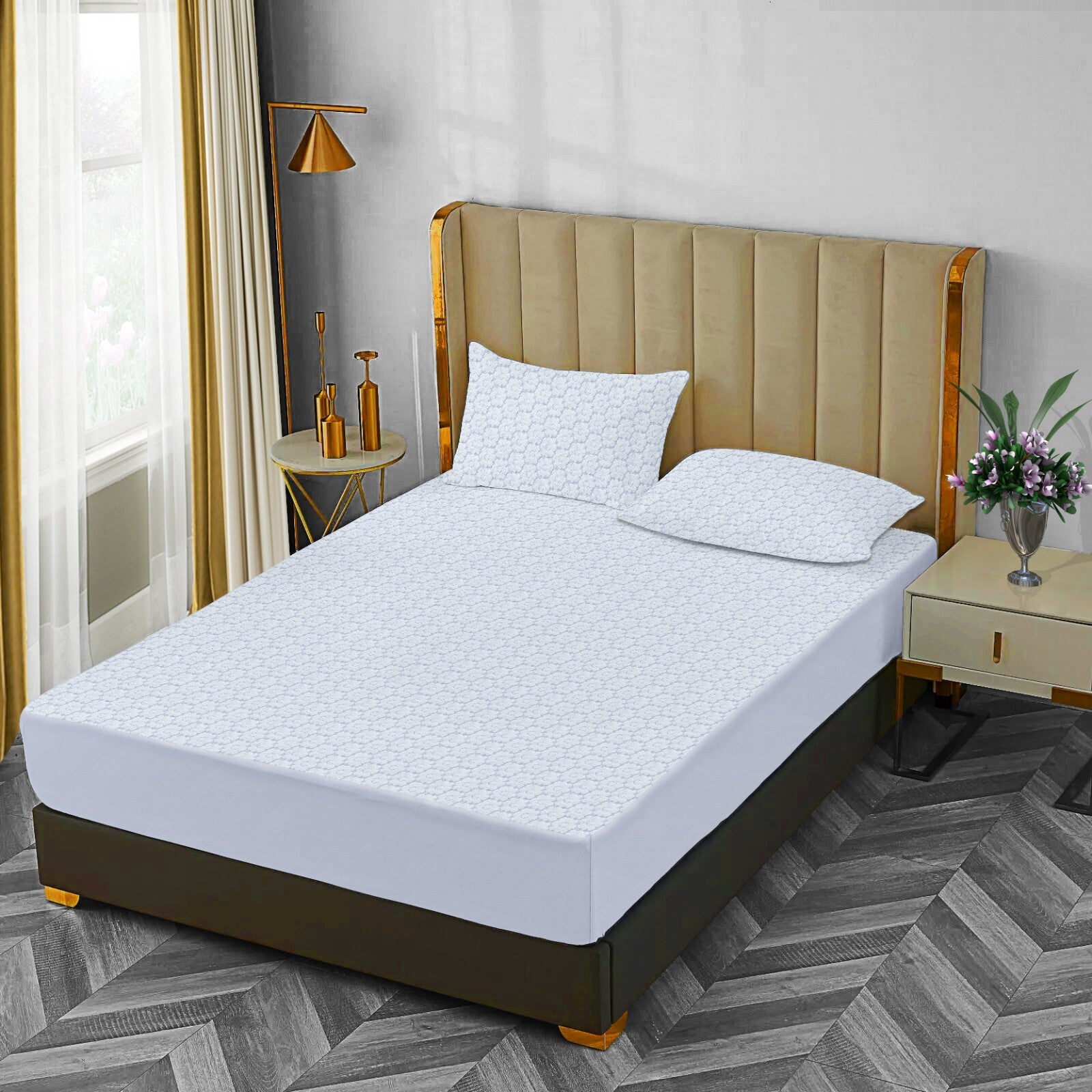 Waterproof Non Noisy Mattress Protector Fitted Sheet Single Double King Size Bed