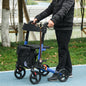 Adjustable 4 Wheel Rollator W/ Seat Bag Folding Mobility Walker