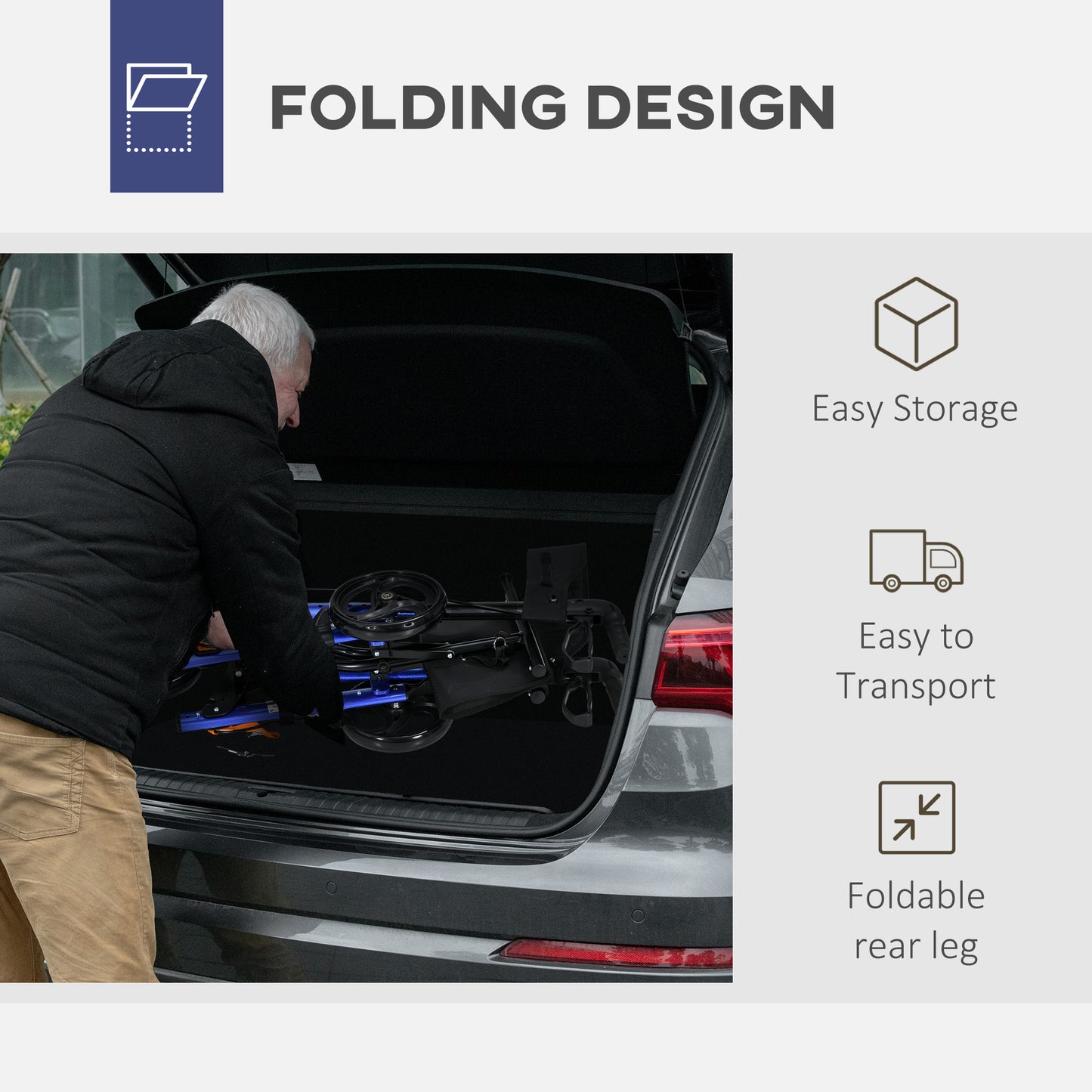 Adjustable 4 Wheel Rollator W/ Seat Bag Folding Mobility Walker