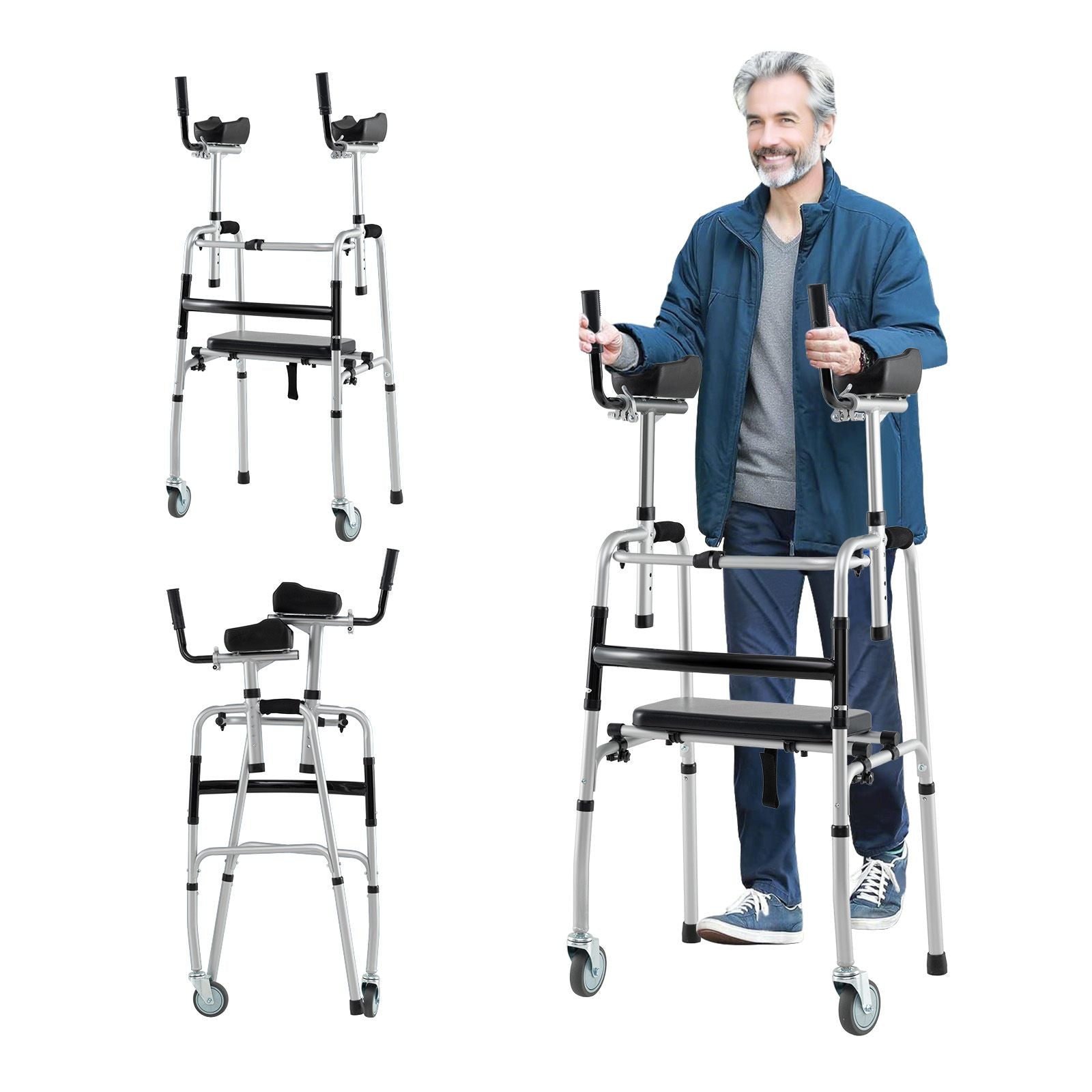 Versatile Rolling Walker with Padded Seat and 2 Premium Wheels