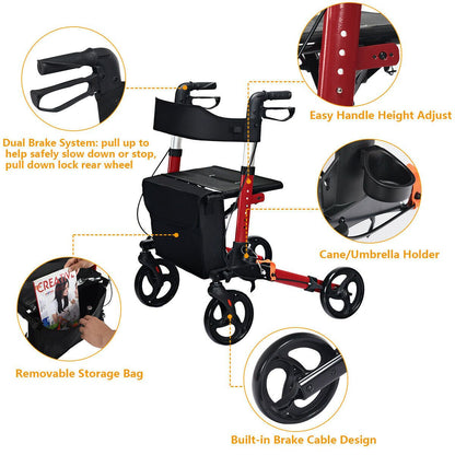 Lightweight Aluminium Folding Walking Mobility Aid with 4 Wheels