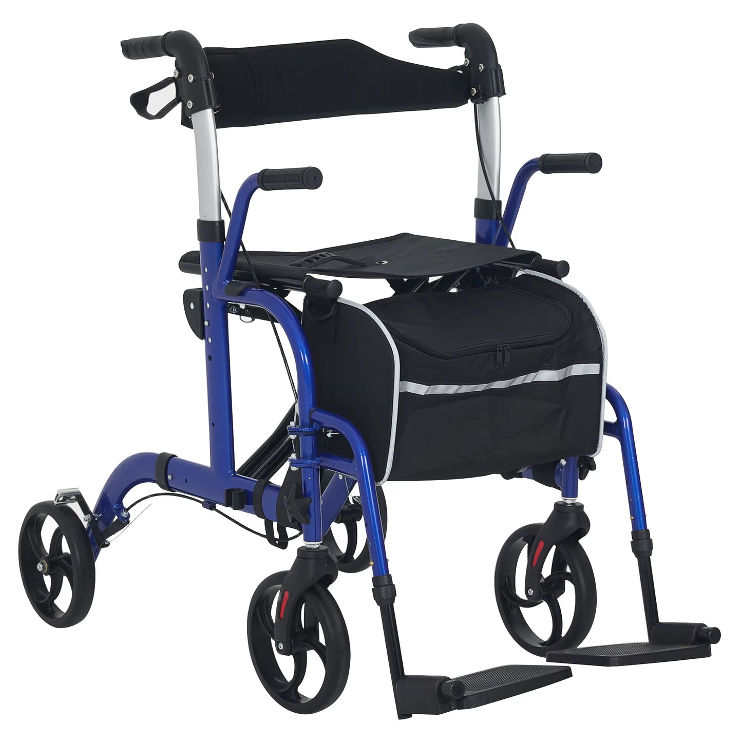2 in 1 Wheelchair & Folding Rollator Walker Combo, Pearl Blue