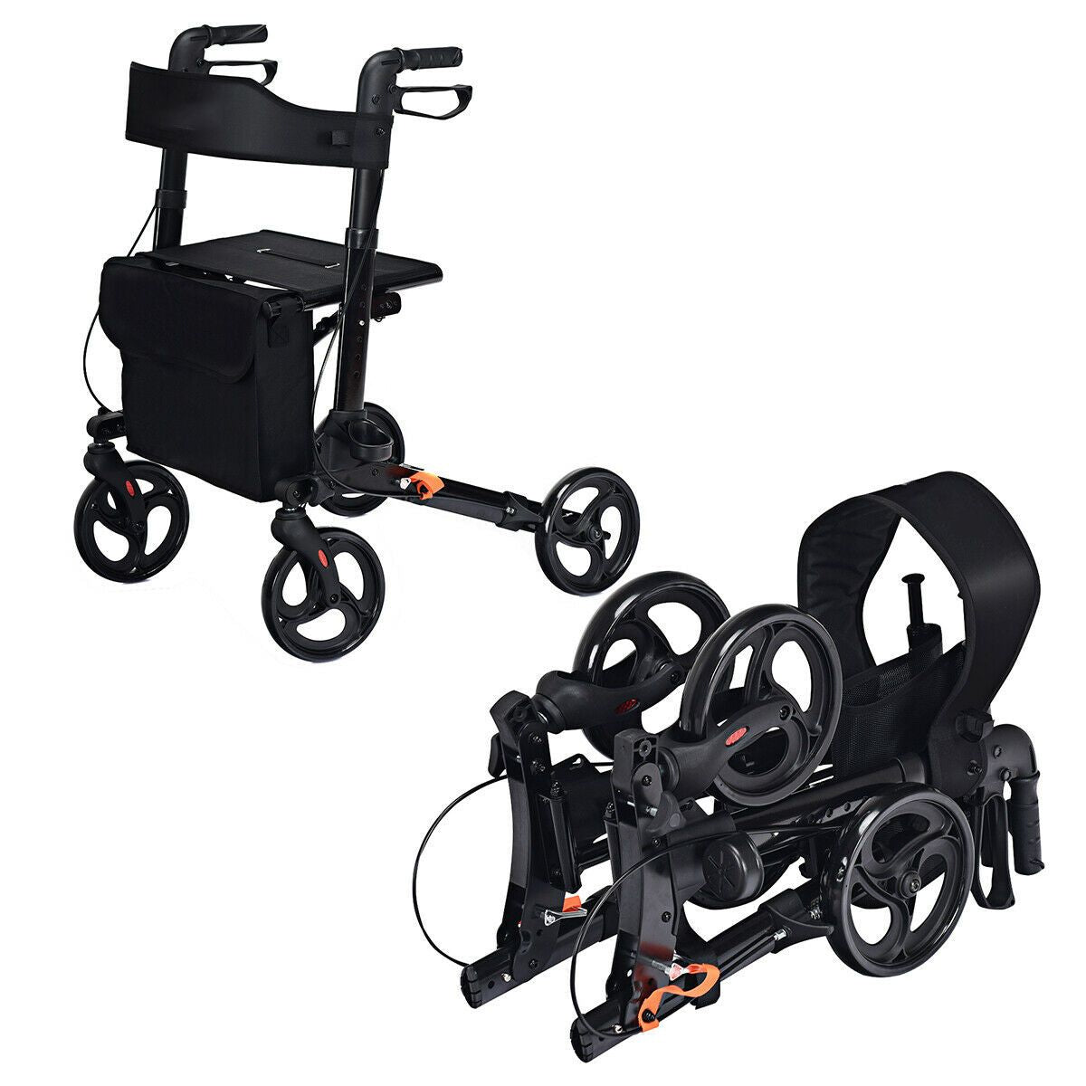 Lightweight Aluminium Folding Walking Mobility Aid with 4 Wheels