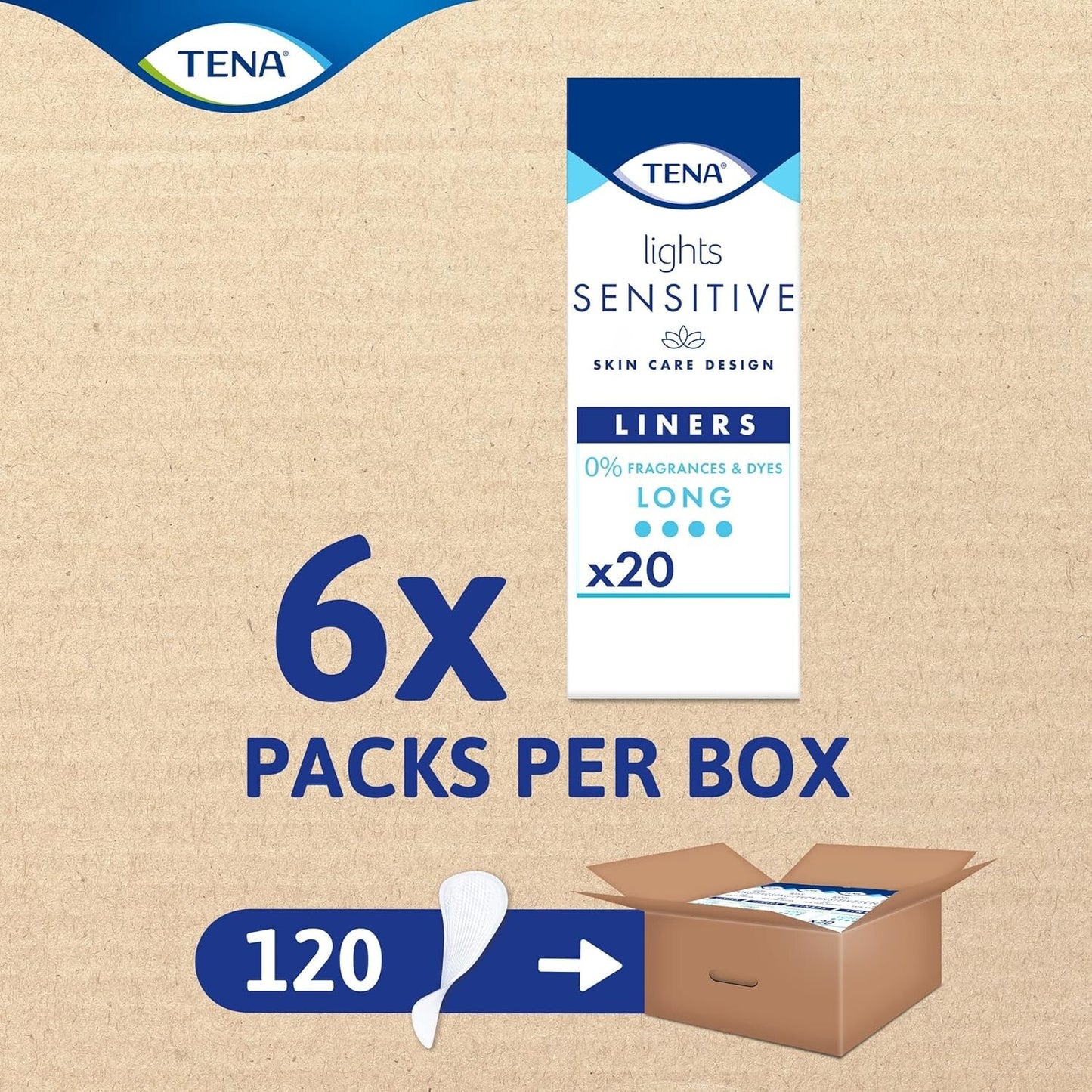 TENA Lights Long Liner 120 Incontinence Liners for Women with Sensitive Skin