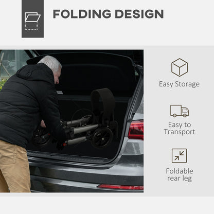 Adjustable 4 Wheel Rollator W/ Seat Bag Folding Mobility Walker